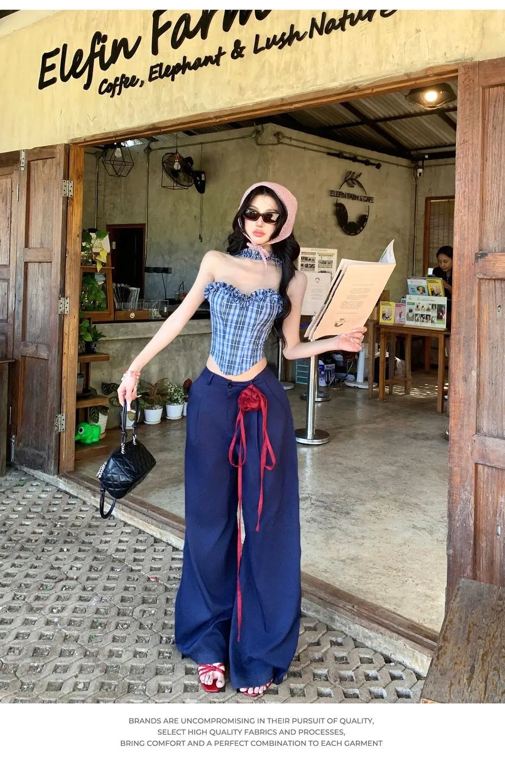 Women Y2K Plaid Corset Crop Top Aesthetic Tank