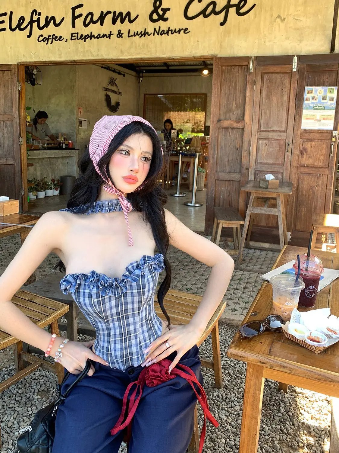 Women Y2K Plaid Corset Crop Top Aesthetic Tank