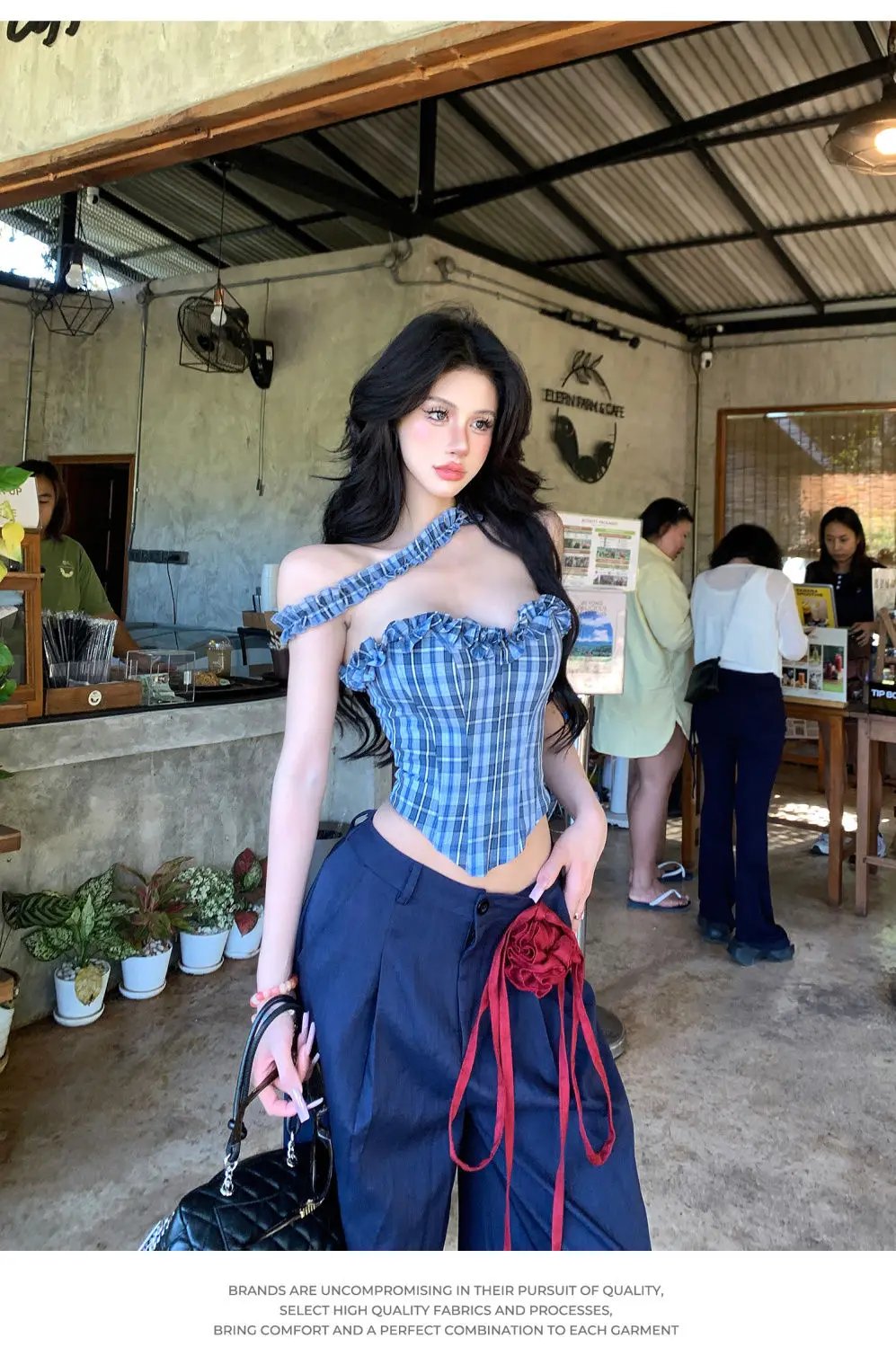 Women Y2K Plaid Corset Crop Top Aesthetic Tank