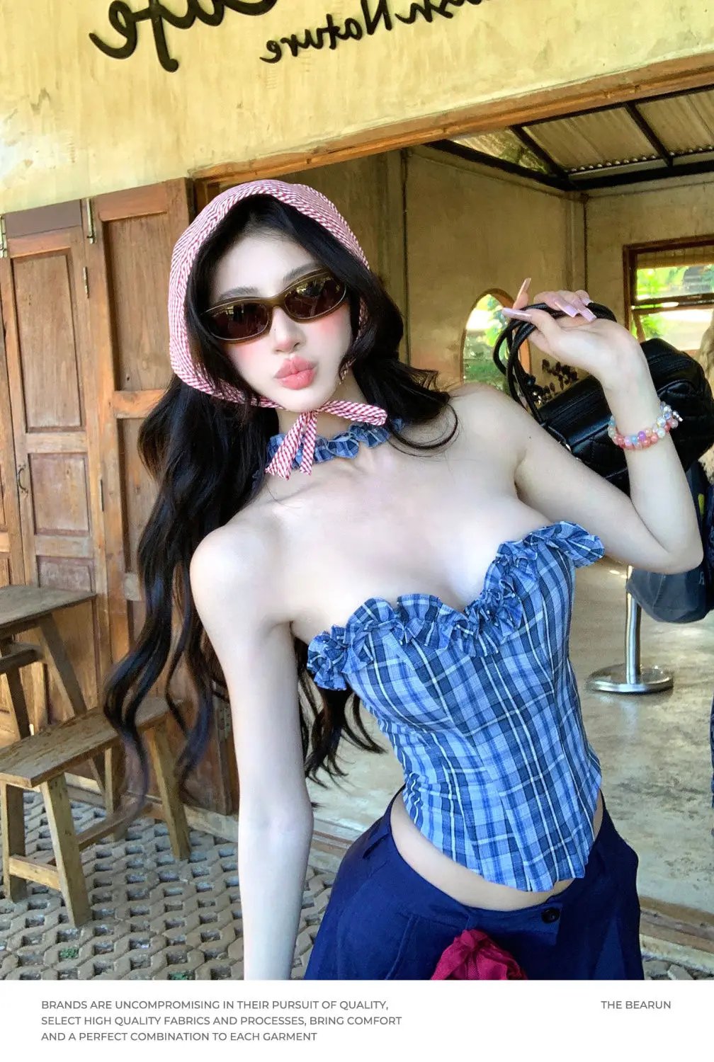 Women Y2K Plaid Corset Crop Top Aesthetic Tank