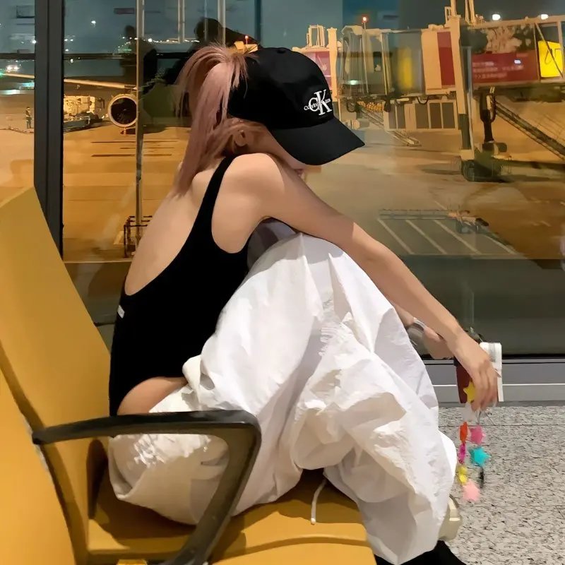 Women White Y2K Cargo Pants Streetwear Baggy Women White Y2K Cargo Pants Streetwear Baggy