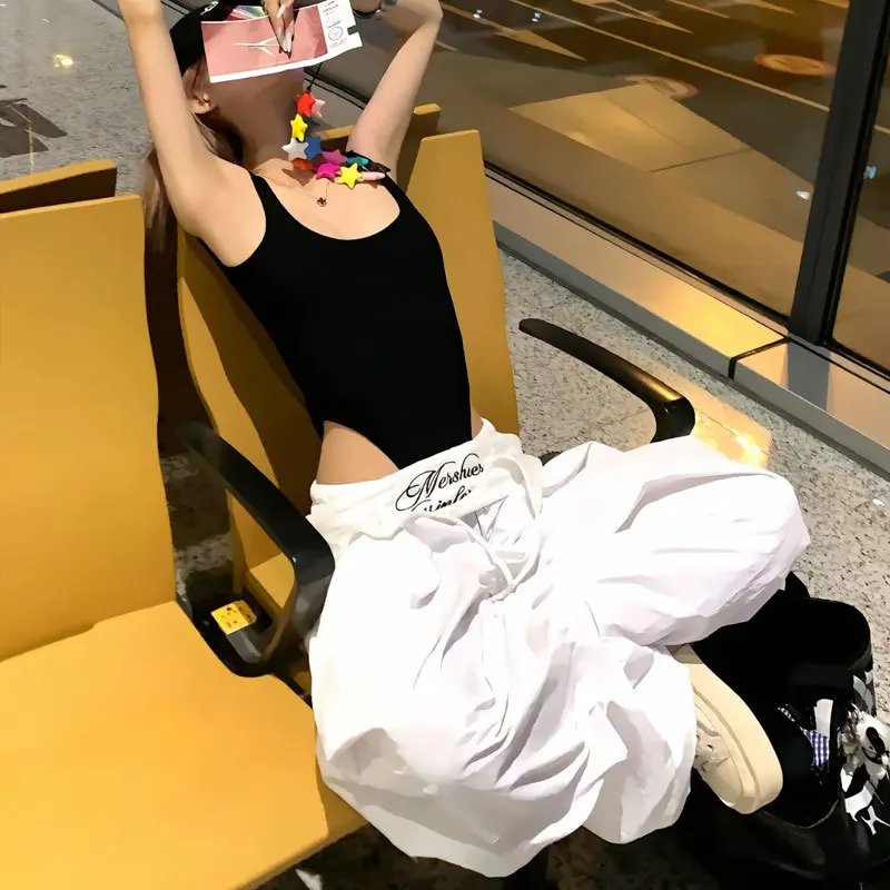 Women White Y2K Cargo Pants Streetwear Baggy Women White Y2K Cargo Pants Streetwear Baggy