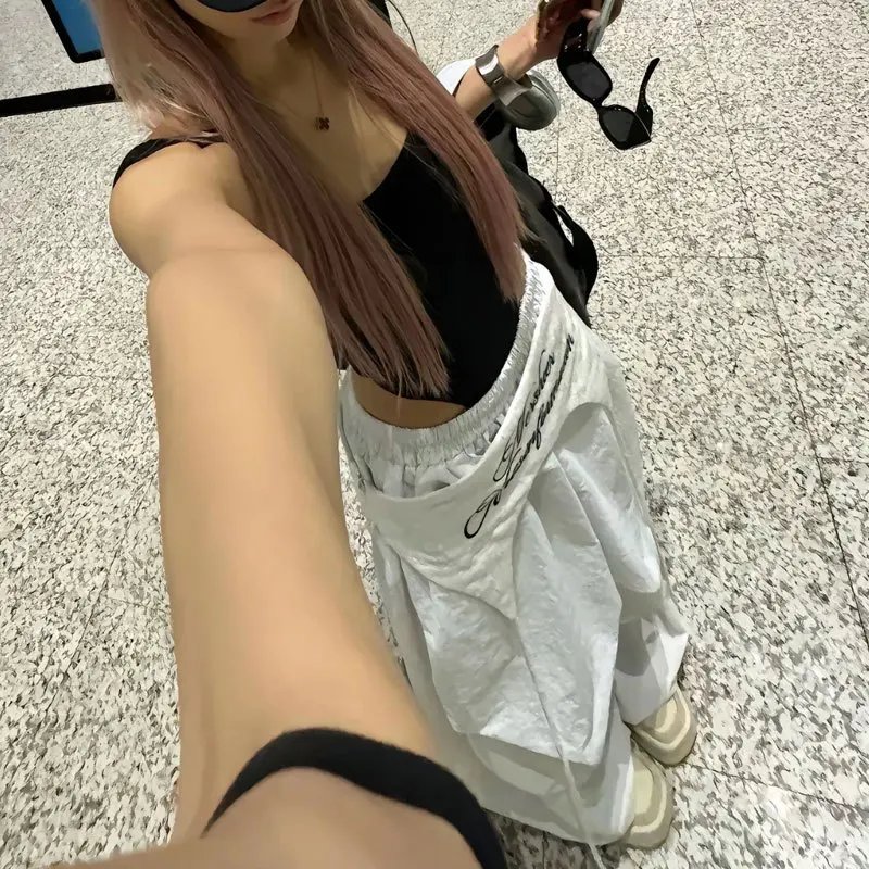 Women White Y2K Cargo Pants Streetwear Baggy Women White Y2K Cargo Pants Streetwear Baggy