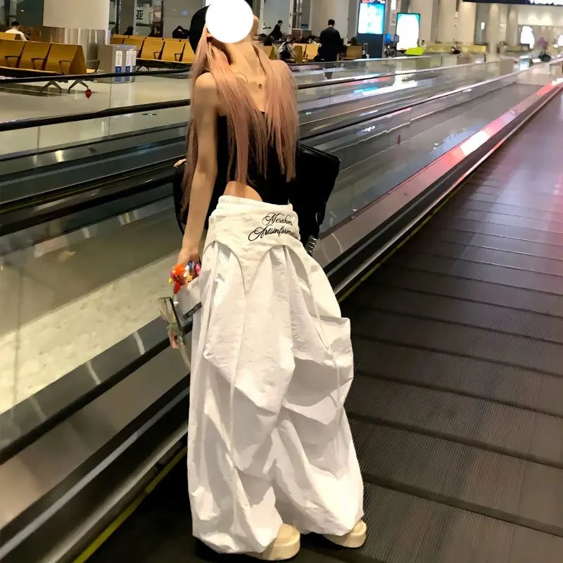 Women White Y2K Cargo Pants Streetwear Baggy Women White Y2K Cargo Pants Streetwear Baggy