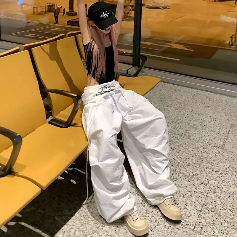 Women White Y2K Cargo Pants Streetwear Baggy Women White Y2K Cargo Pants Streetwear Baggy