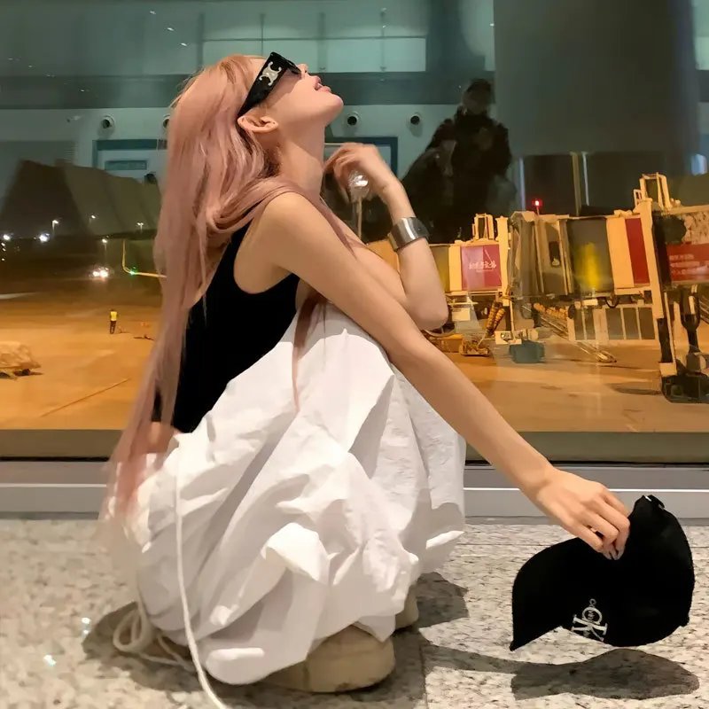 Women White Y2K Cargo Pants Streetwear Baggy Women White Y2K Cargo Pants Streetwear Baggy