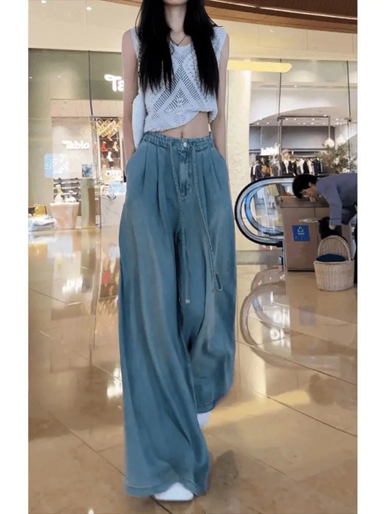 Wide Leg Denim Jeans for Women Casual Street Style Wide Leg Denim Jeans for Women Casual Street Style