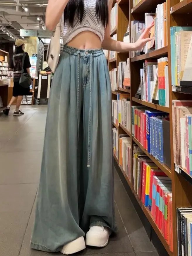 Wide Leg Denim Jeans for Women Casual Street Style Wide Leg Denim Jeans for Women Casual Street Style