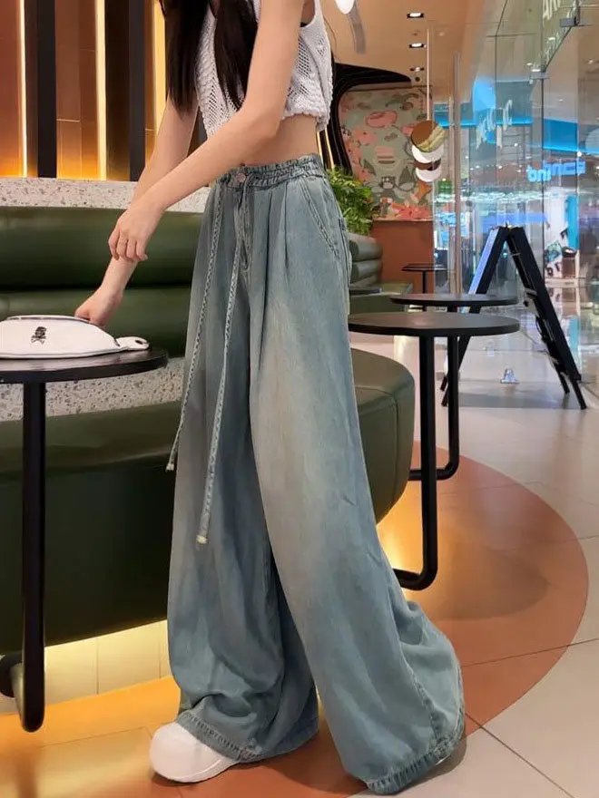 Wide Leg Denim Jeans for Women Casual Street Style Wide Leg Denim Jeans for Women Casual Street Style