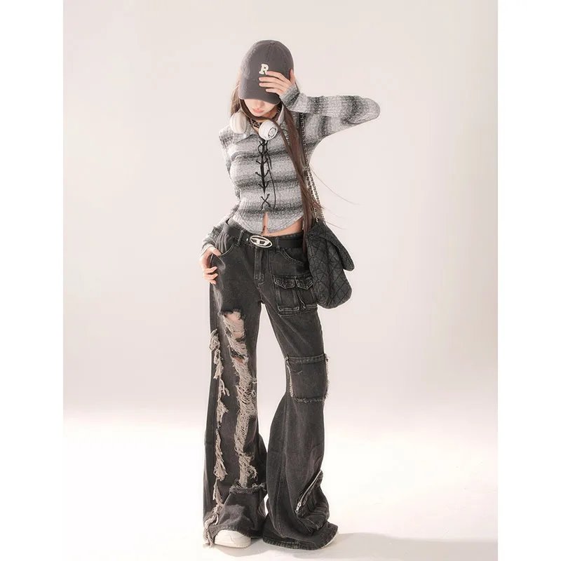 Women’s Ripped Wide Leg Jeans High Waist Streetwear Women’s Ripped Wide Leg Jeans High Waist Streetwear