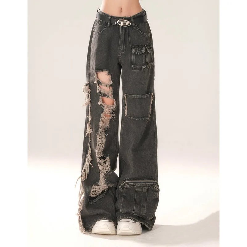 Women’s Ripped Wide Leg Jeans High Waist Streetwear Women’s Ripped Wide Leg Jeans High Waist Streetwear