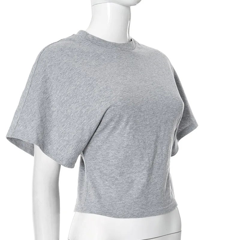 Women’s Casual Short Sleeve Grey Crop T-Shirt Women’s Casual Short Sleeve Grey Crop T-Shirt