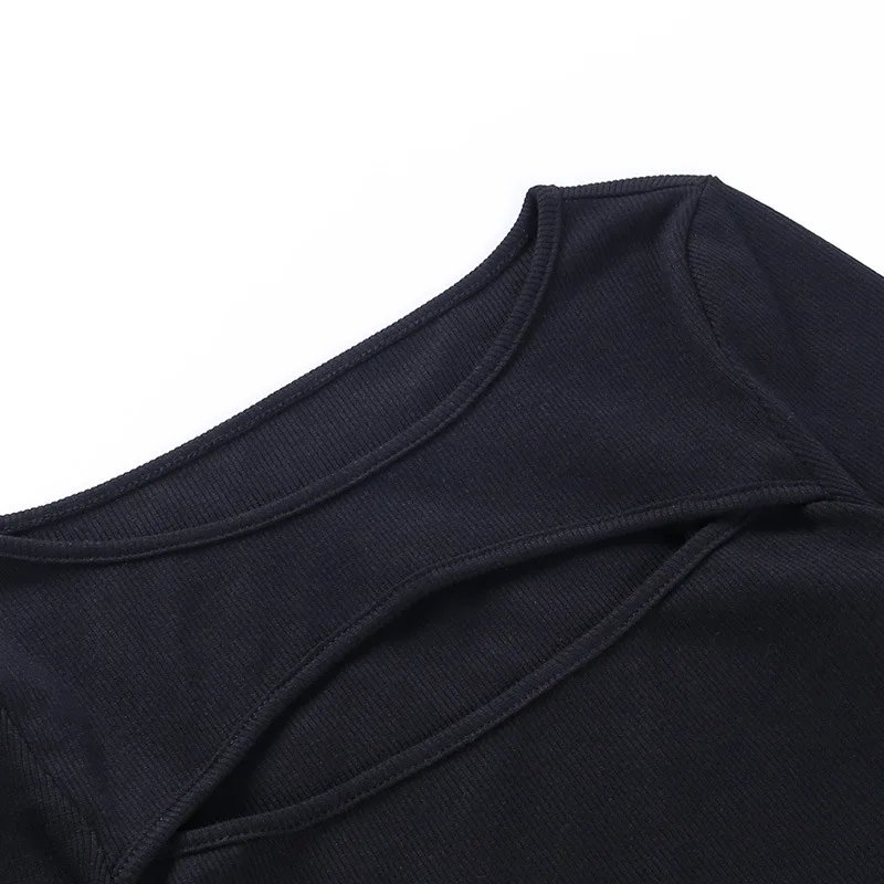 Black Cut Out Long Sleeve Top for Women