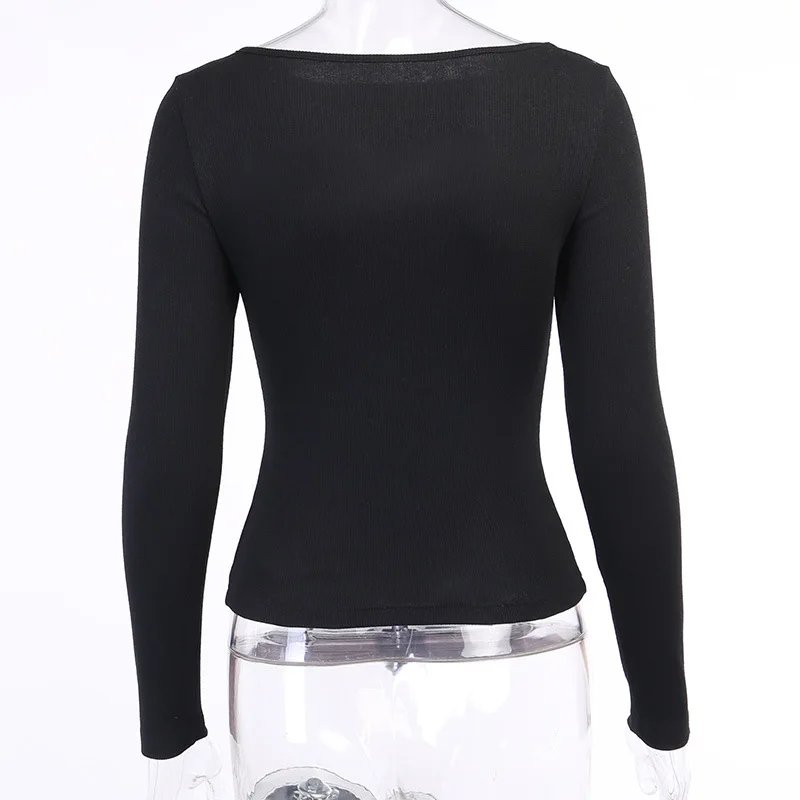 Black Cut Out Long Sleeve Top for Women