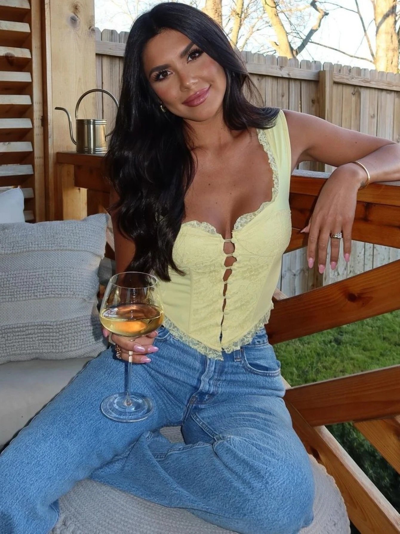 Yellow Lace Bustier Corset Top Slim Fit Yellow Lace Bustier Corset Top Slim Fit