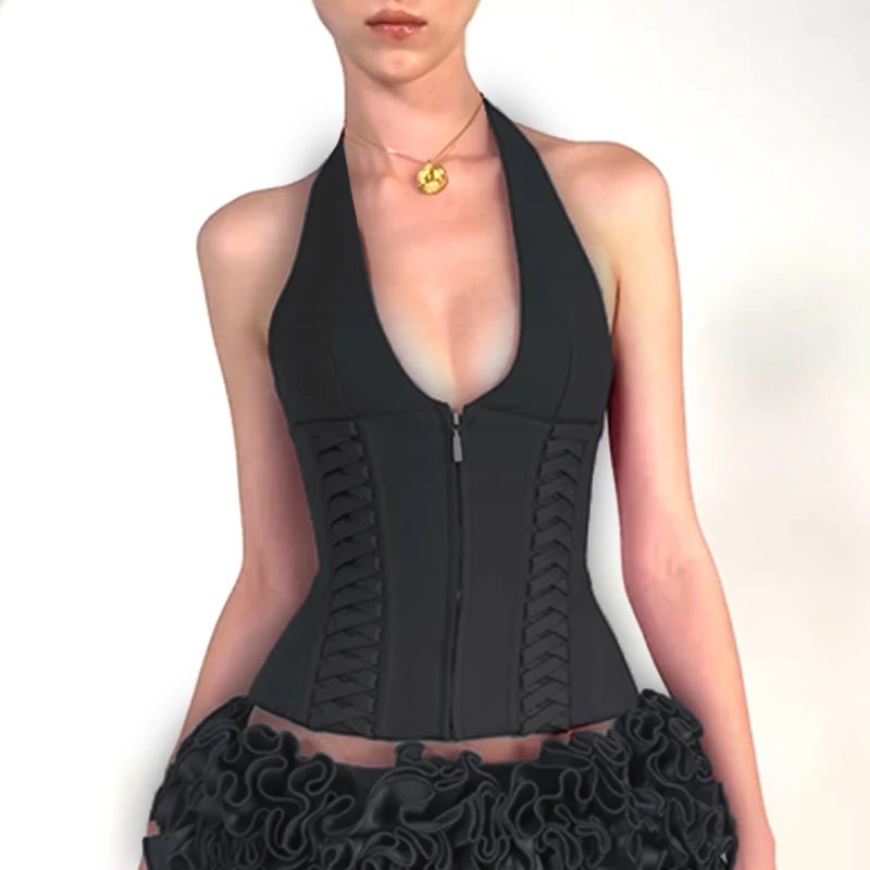 Cross Tie Halter Corset Top for Women Cross Tie Halter Corset Top for Women