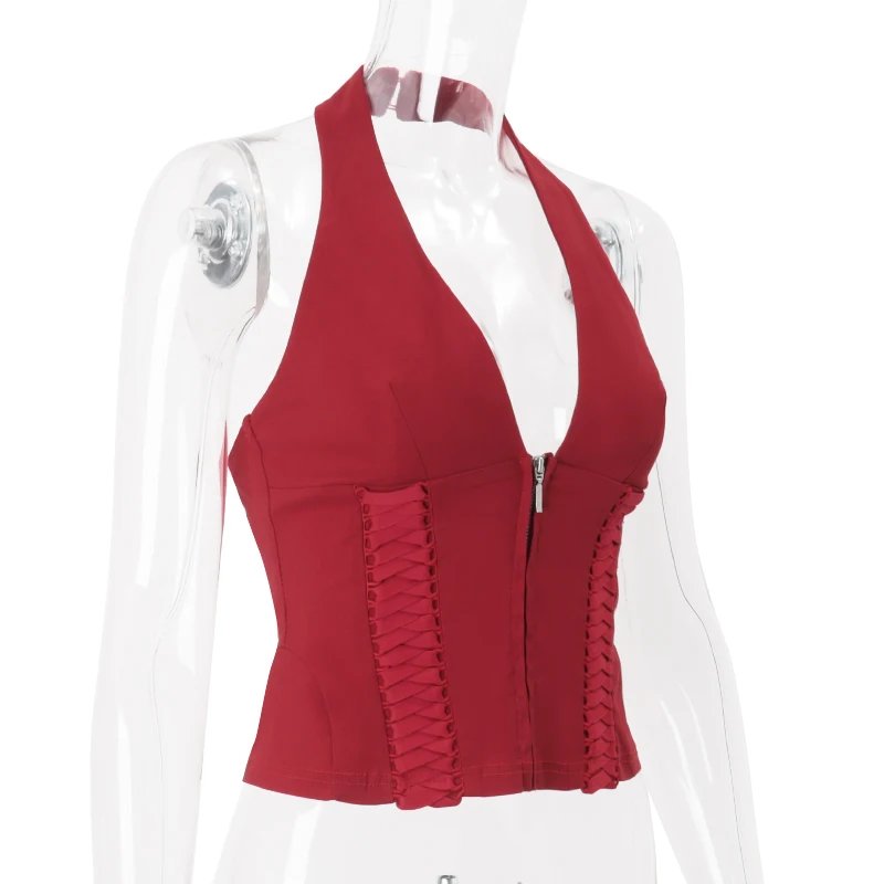 Cross Tie Halter Corset Top for Women Cross Tie Halter Corset Top for Women