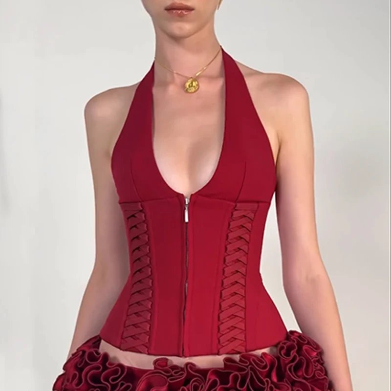 Cross Tie Halter Corset Top for Women Cross Tie Halter Corset Top for Women