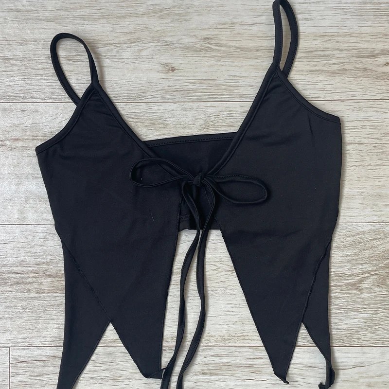 Sexy Halter Backless Crop Top with Tie Front