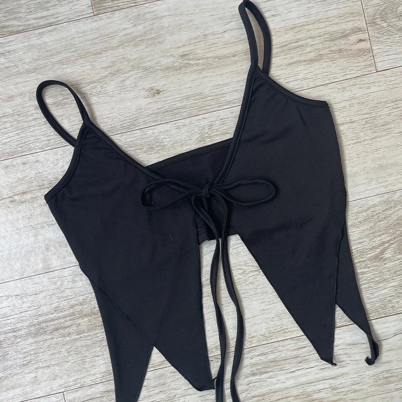Sexy Halter Backless Crop Top with Tie Front