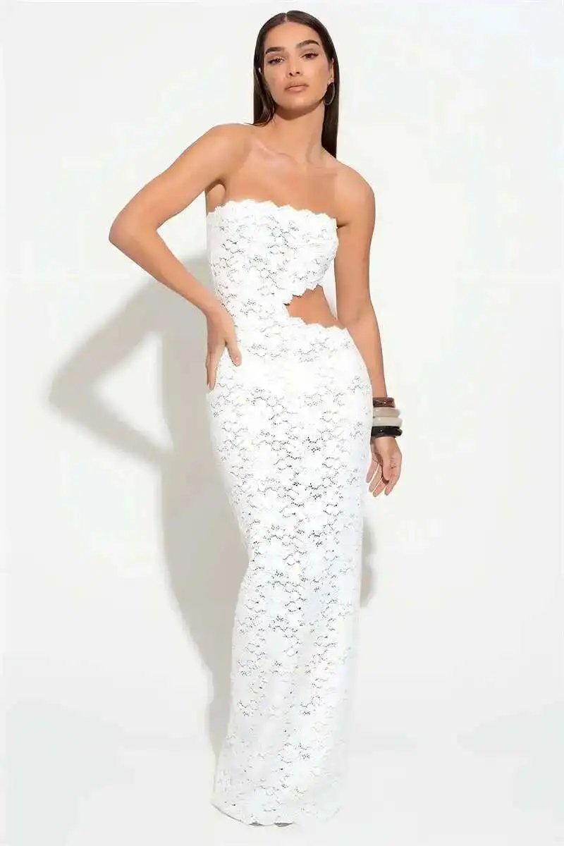 Sexy Off Shoulder Lace Maxi Dress – Strapless, Backless, Elegant Party & Clubwear Sexy Off Shoulder Lace Maxi Dress – Strapless, Backless, Elegant Party & Clubwear