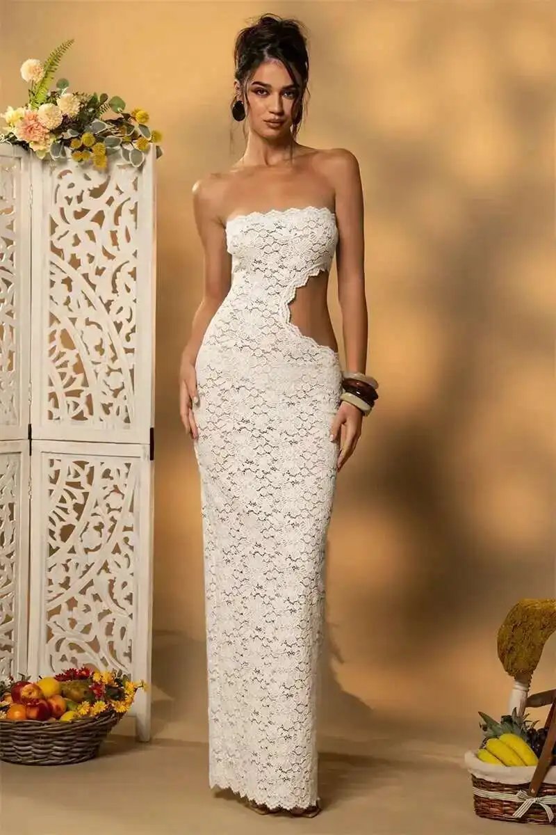 Sexy Off Shoulder Lace Maxi Dress – Strapless, Backless, Elegant Party & Clubwear Sexy Off Shoulder Lace Maxi Dress – Strapless, Backless, Elegant Party & Clubwear
