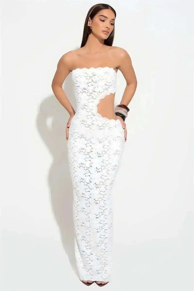 Sexy Off Shoulder Lace Maxi Dress – Strapless, Backless, Elegant Party & Clubwear Sexy Off Shoulder Lace Maxi Dress – Strapless, Backless, Elegant Party & Clubwear