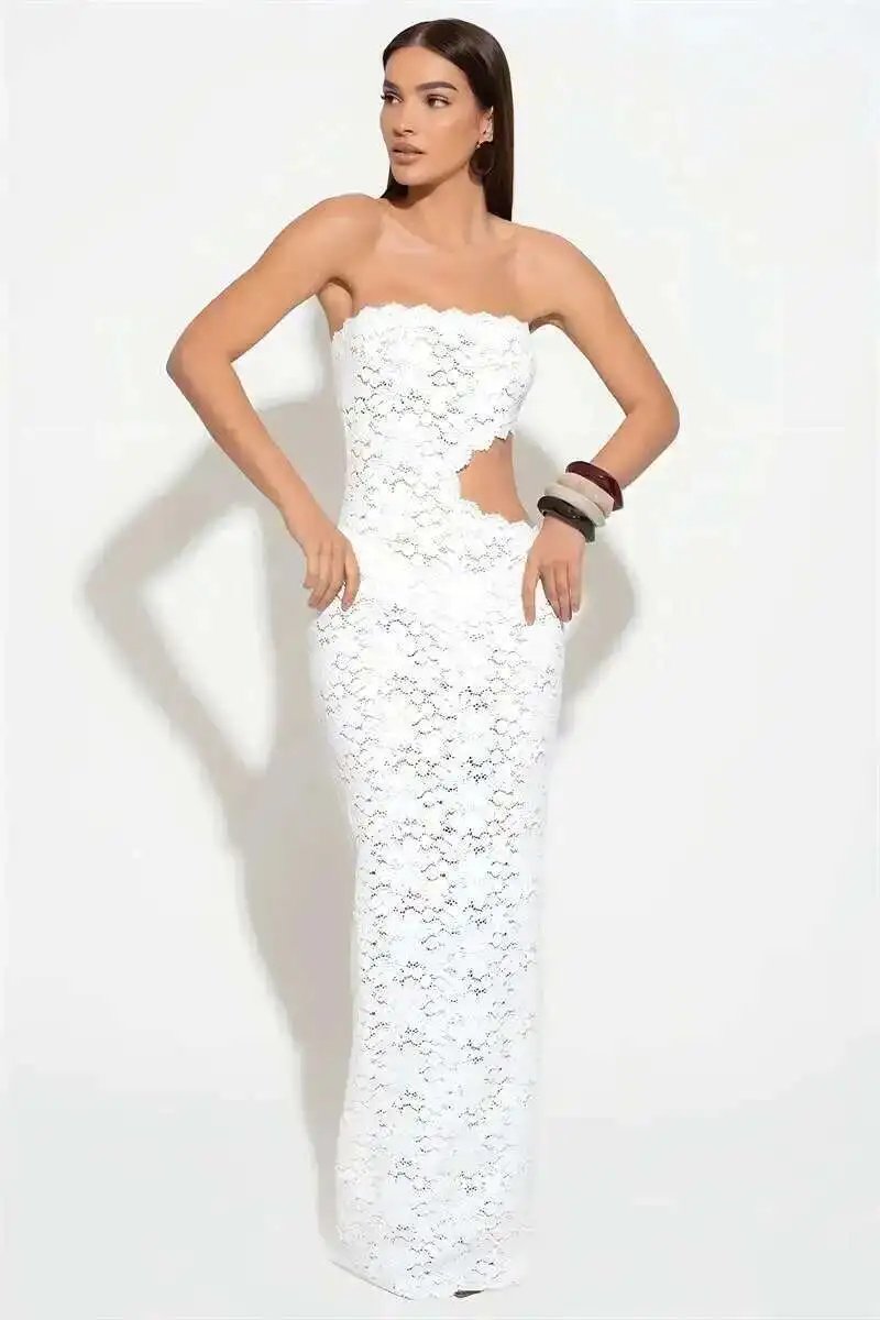 Sexy Off Shoulder Lace Maxi Dress – Strapless, Backless, Elegant Party & Clubwear Sexy Off Shoulder Lace Maxi Dress – Strapless, Backless, Elegant Party & Clubwear