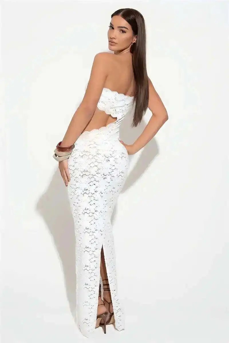 Sexy Off Shoulder Lace Maxi Dress – Strapless, Backless, Elegant Party & Clubwear Sexy Off Shoulder Lace Maxi Dress – Strapless, Backless, Elegant Party & Clubwear