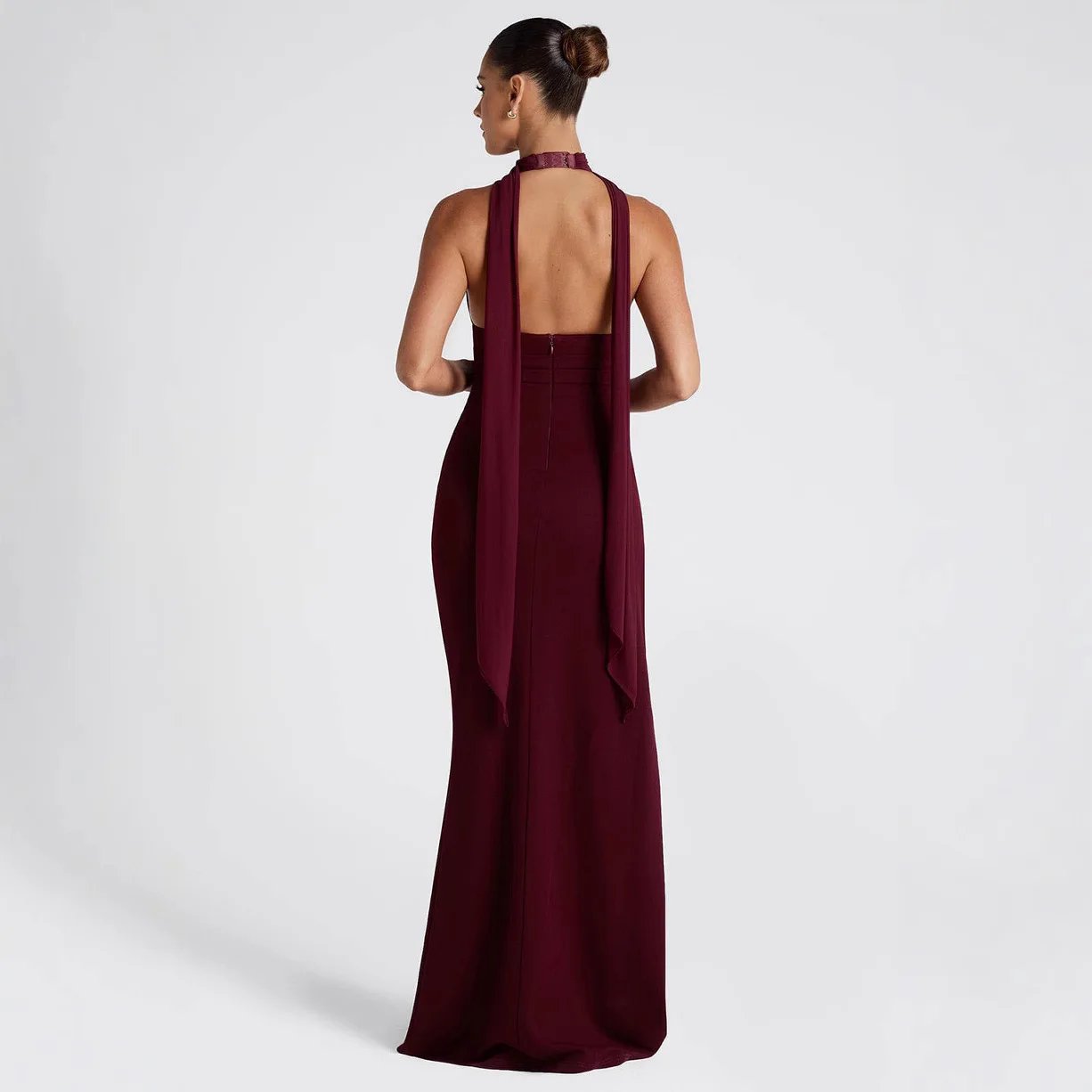 Elegant V-Neck Black Evening Dress with High Slit