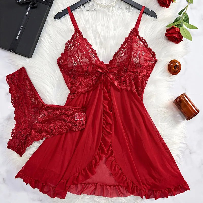 Sexy Lace Lingerie Set – Sheer Nightwear for Women