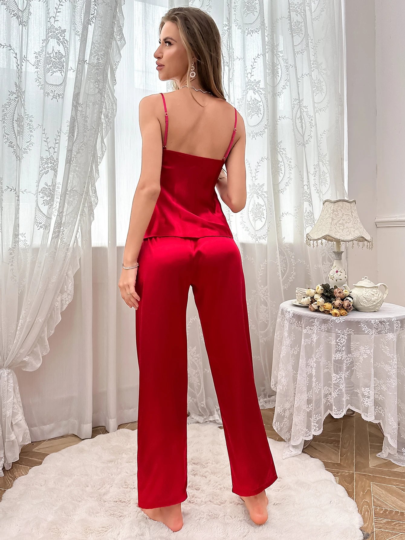 Satin Pajama Set for Women – Elegant Two-Piece Nightwear
