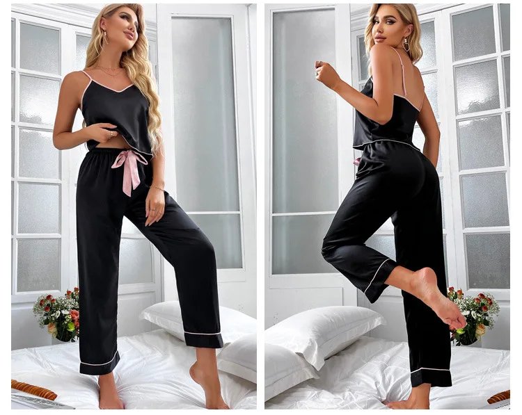 Satin Pajama Set for Women – Chic Two-Piece Loungewear