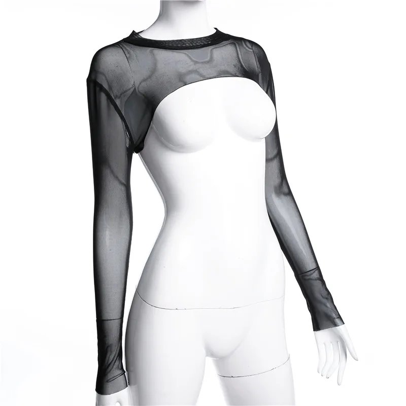 Mesh Sleeve Hollow Crop Top for Women Streetwear Mesh Sleeve Hollow Crop Top for Women Streetwear