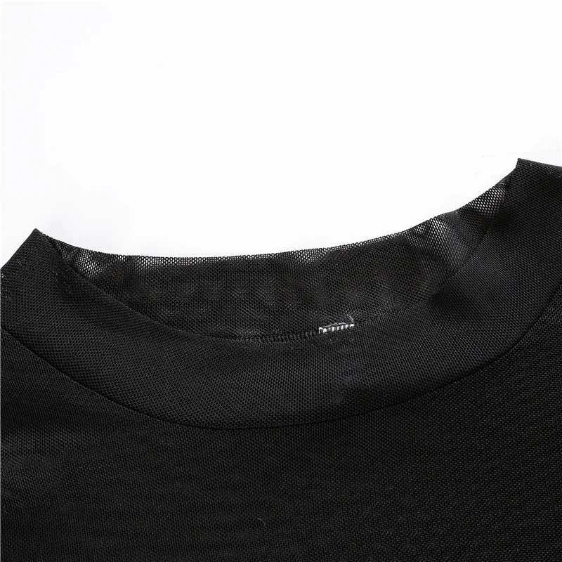 Mesh Sleeve Hollow Crop Top for Women Streetwear Mesh Sleeve Hollow Crop Top for Women Streetwear
