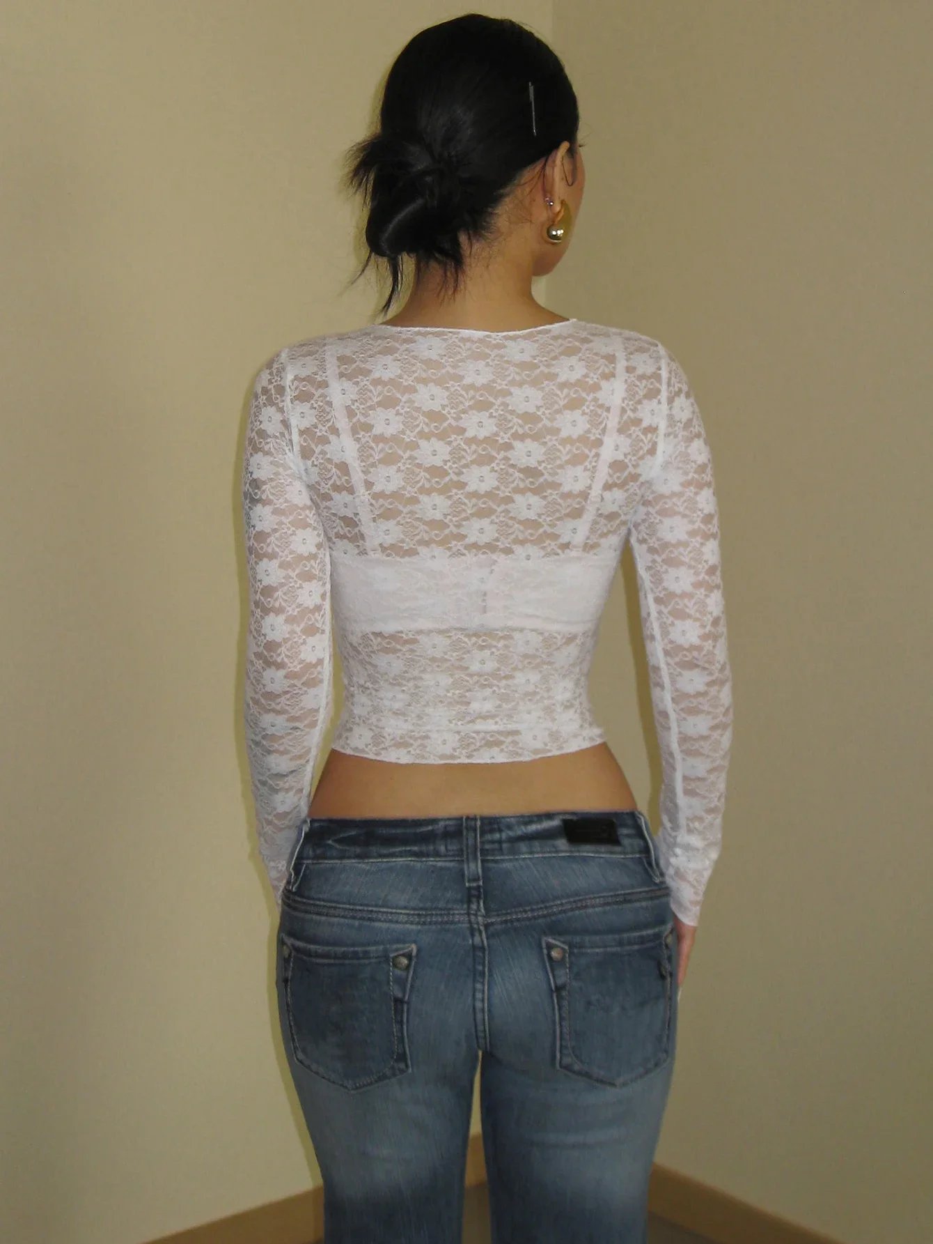 Black Lace Long Sleeve Crop Top Black Lace Long Sleeve Crop Top