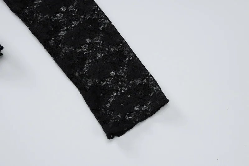 Black Lace Long Sleeve Crop Top Black Lace Long Sleeve Crop Top
