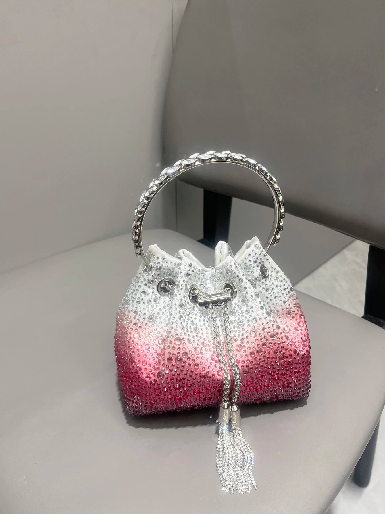 Luxury Rhinestone Evening Clutch Bucket Bag