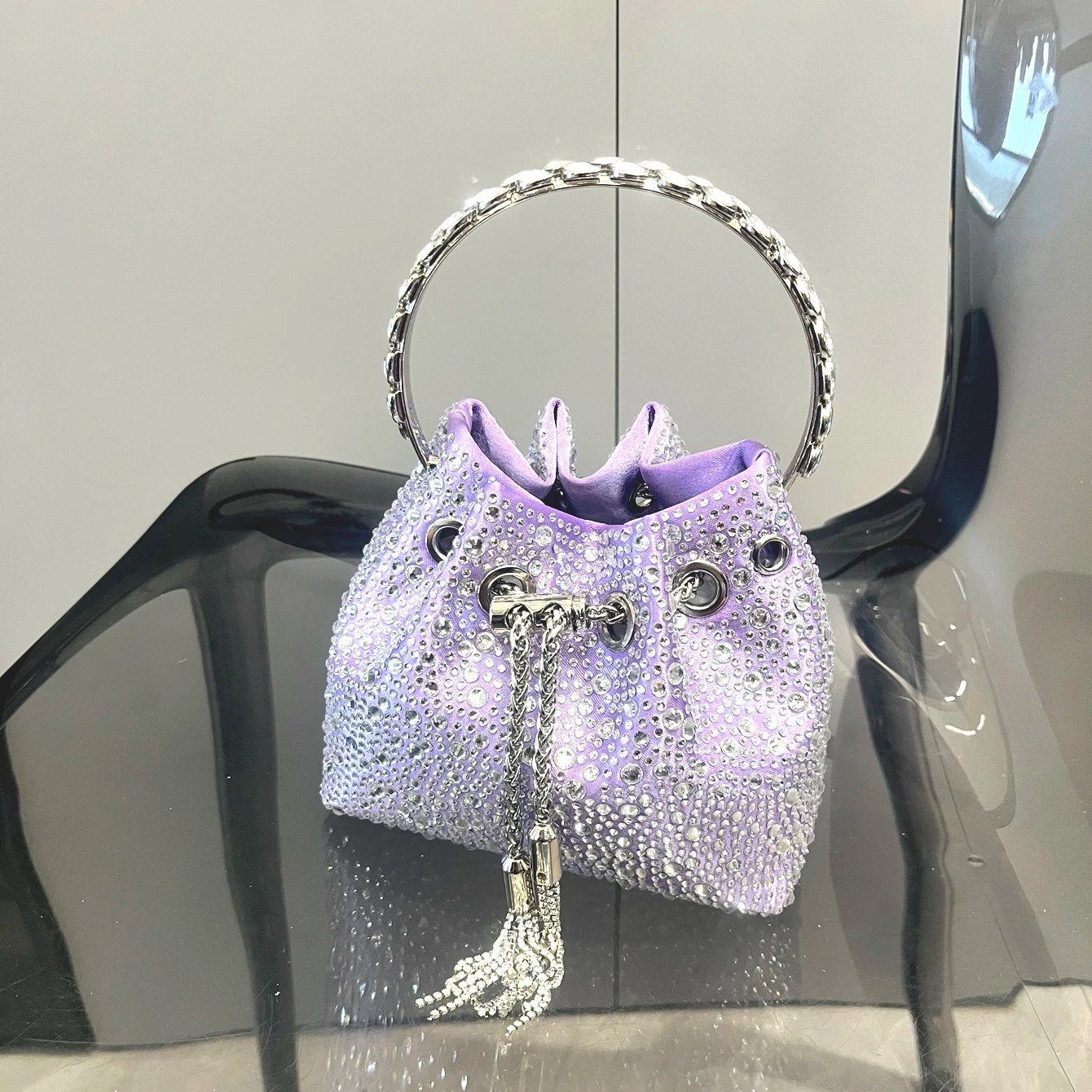Luxury Rhinestone Evening Clutch Bucket Bag