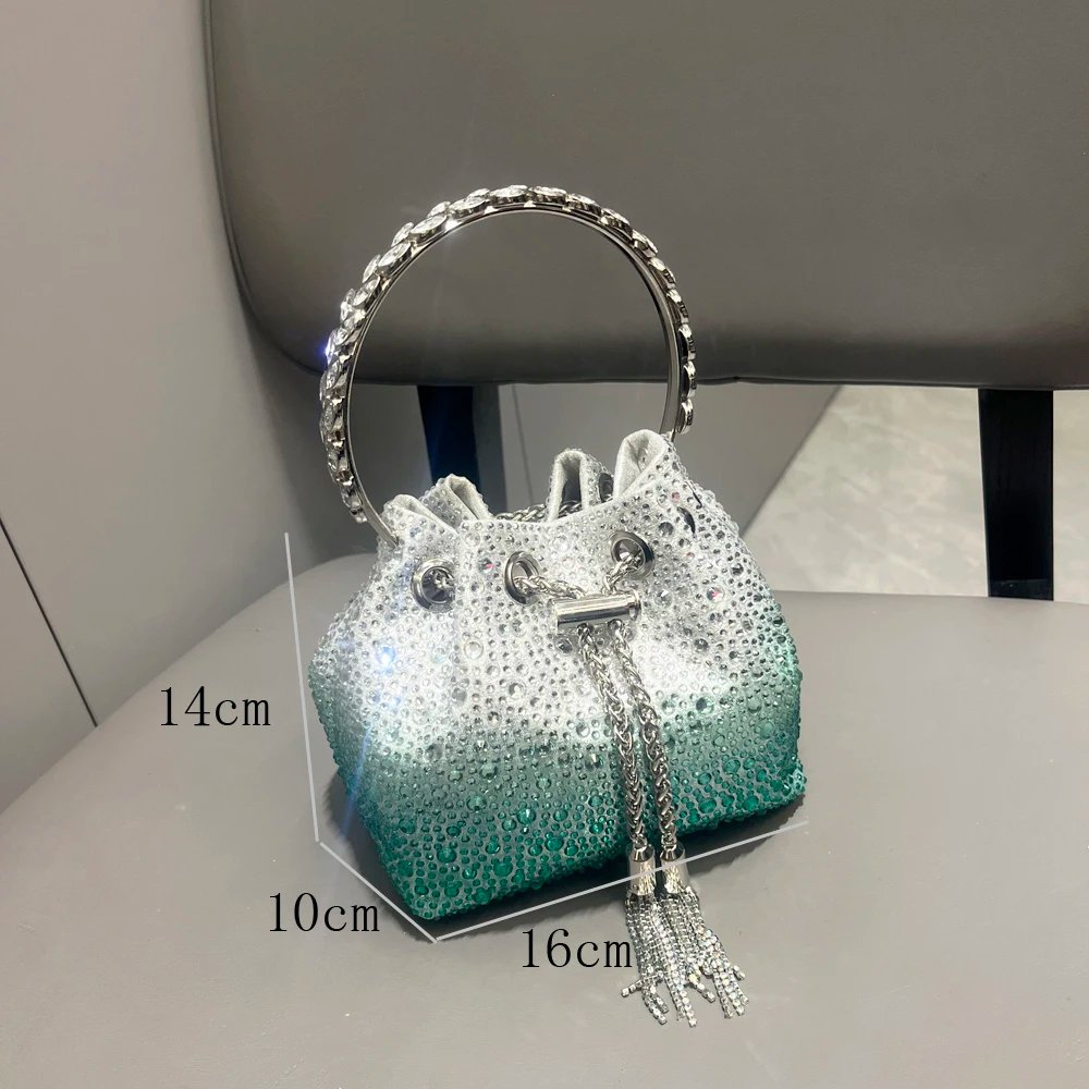 Luxury Rhinestone Evening Clutch Bucket Bag
