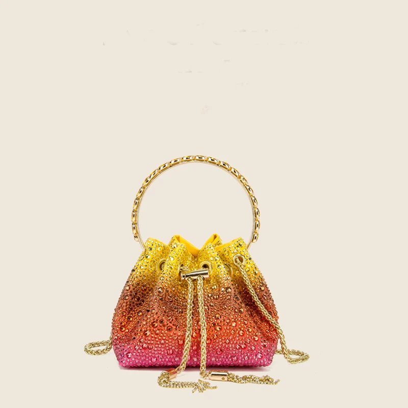 Luxury Rhinestone Evening Clutch Bucket Bag