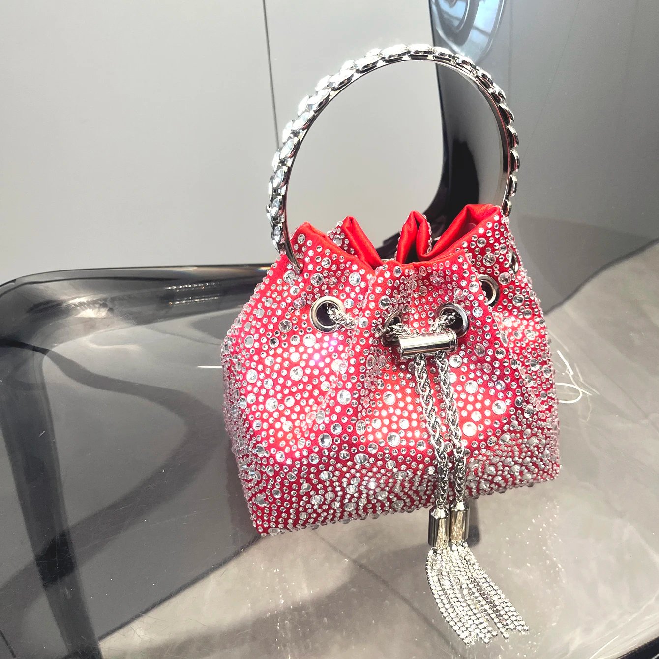 Luxury Rhinestone Evening Clutch Bucket Bag