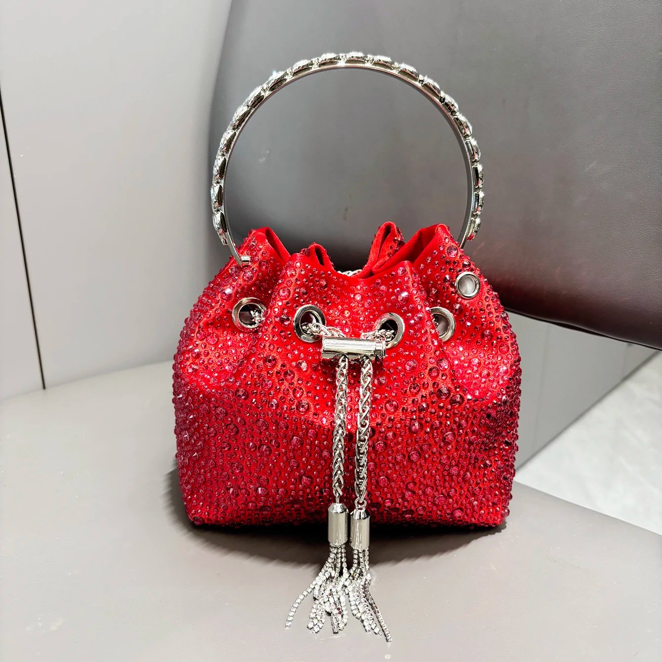 Luxury Rhinestone Evening Clutch Bucket Bag