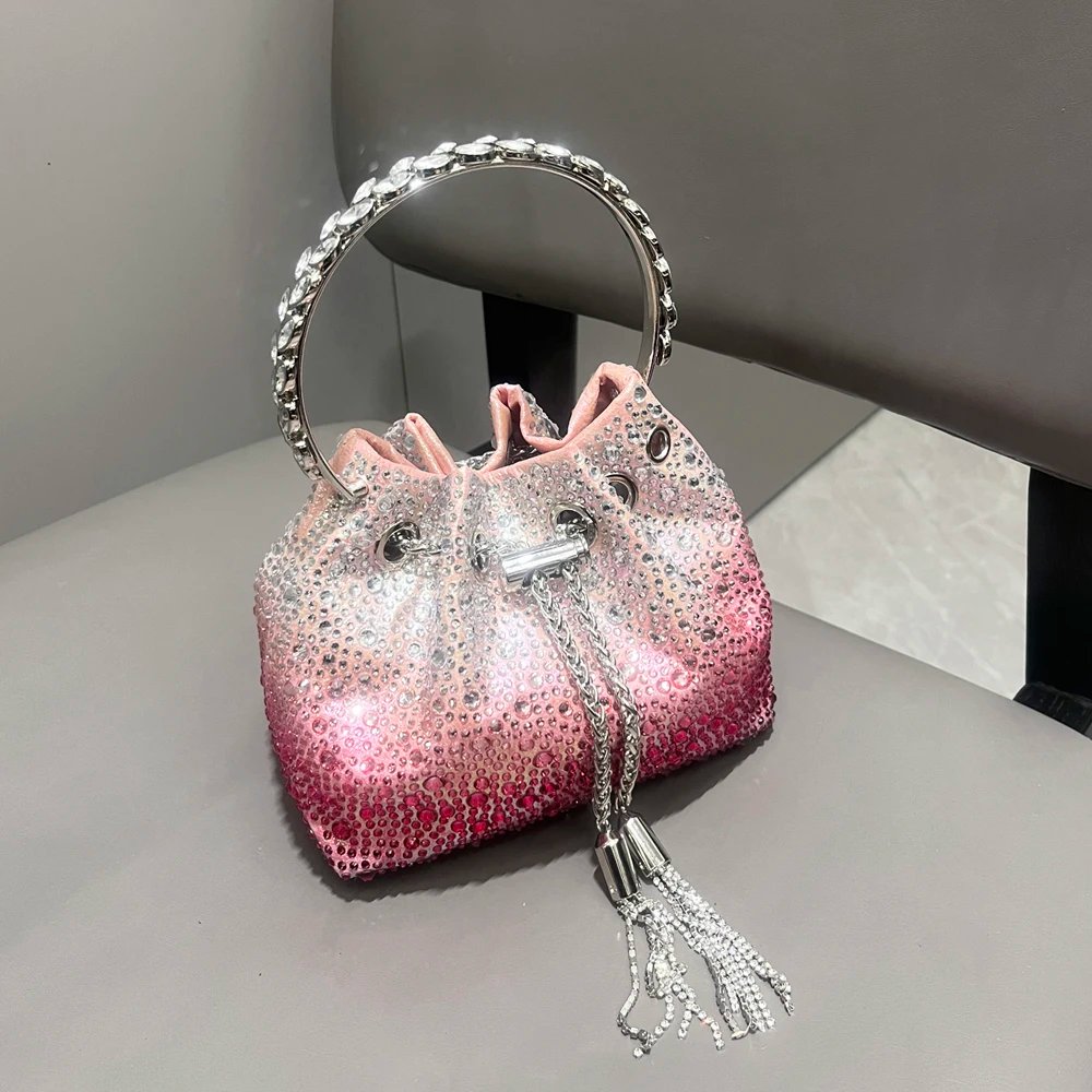 Luxury Rhinestone Evening Clutch Bucket Bag