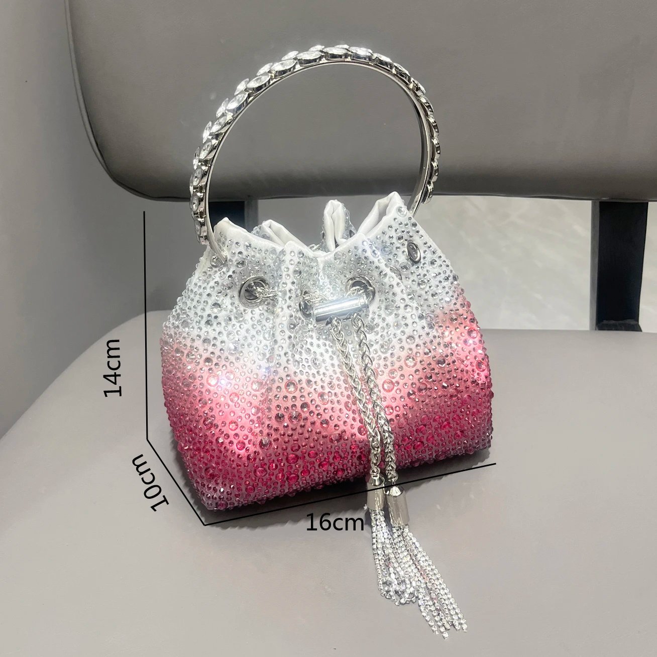 Luxury Rhinestone Evening Clutch Bucket Bag