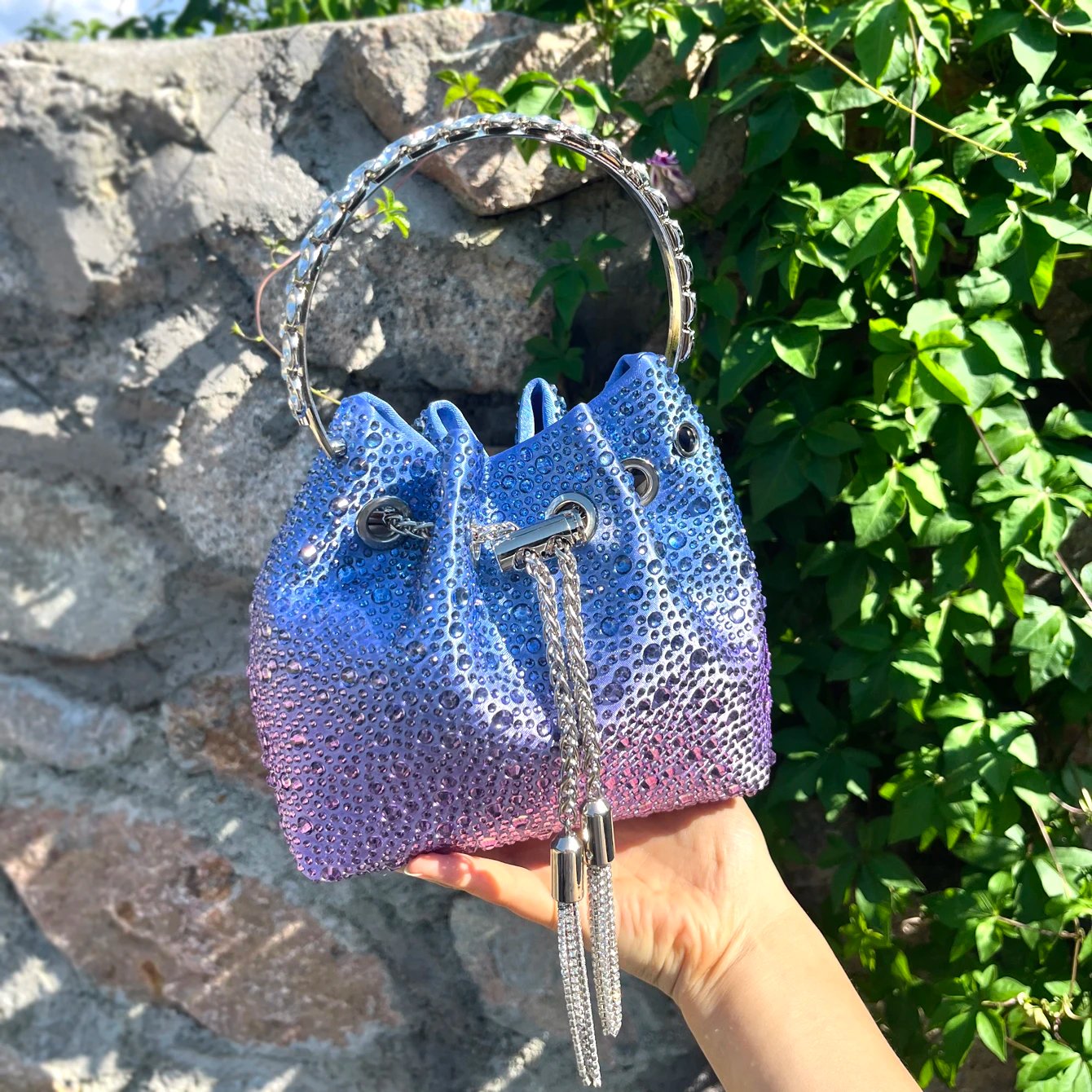 Luxury Rhinestone Evening Clutch Bucket Bag