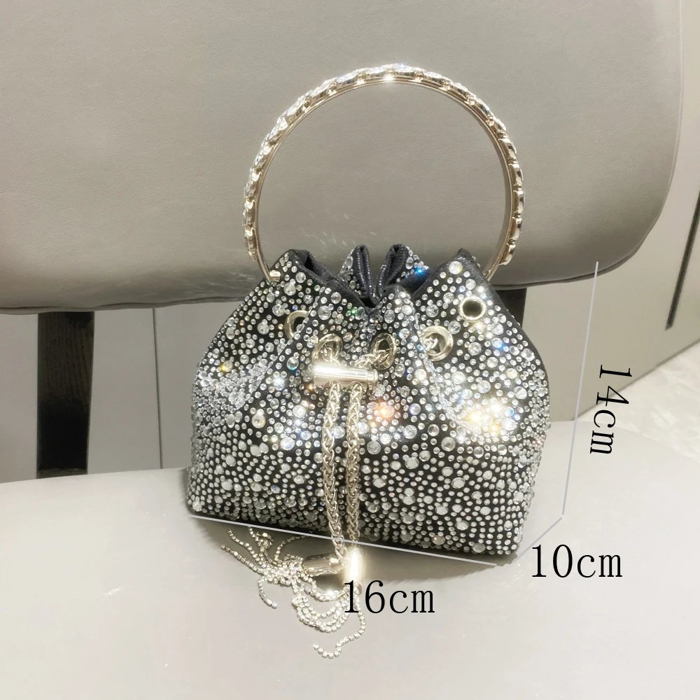 Luxury Rhinestone Evening Clutch Bucket Bag