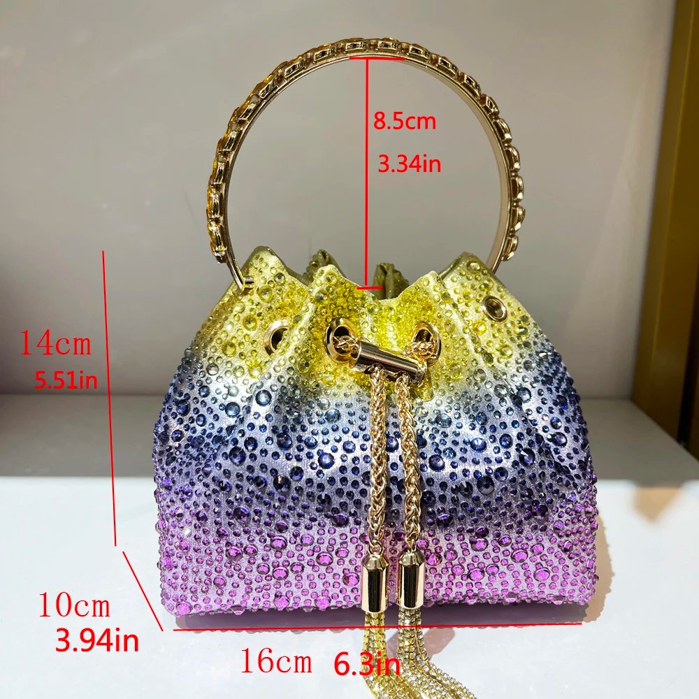 Luxury Rhinestone Evening Clutch Bucket Bag