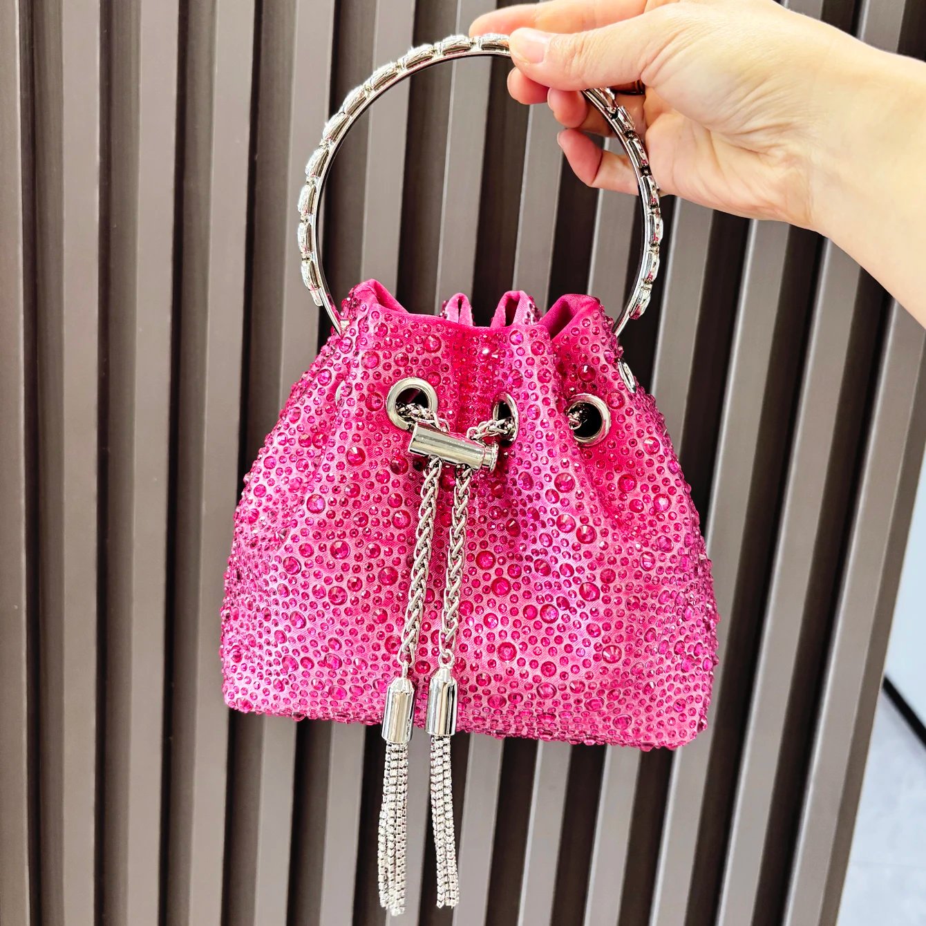 Luxury Rhinestone Evening Clutch Bucket Bag