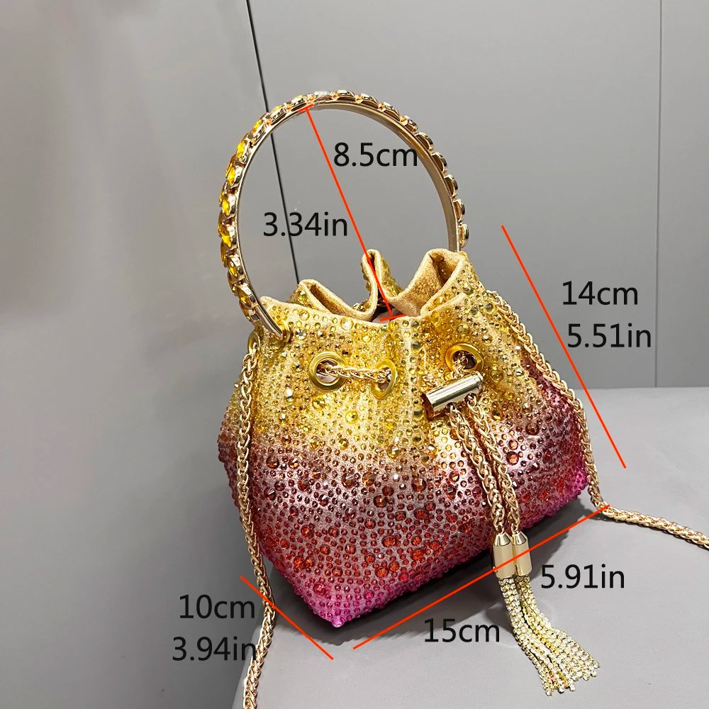 Luxury Rhinestone Evening Clutch Bucket Bag